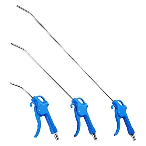 Fippy 3 Stück Ausblaspistole Druckluft Set, Lang Druckluftpistole Pressluftpistole, Luftblaspistole Düse 95mm 295mm 490mm (blau) Cover
