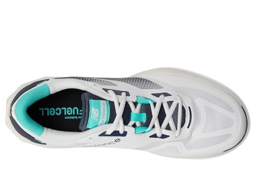 Image of New Balance Men's FuelCell 796 V4 Tennis Shoe, White /Nb Navy /Cyber Jade, 9 W