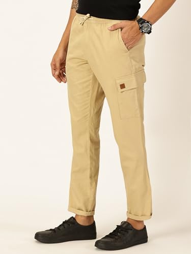 Image of Thomas Scott Men's | Solid | Light Weight | Breathable Fabric | 6 Pocket | Ankle Length | Mid Rise | Regular Fit | Linen | Elasticated with Drawstring | Chino Trouser | Pants