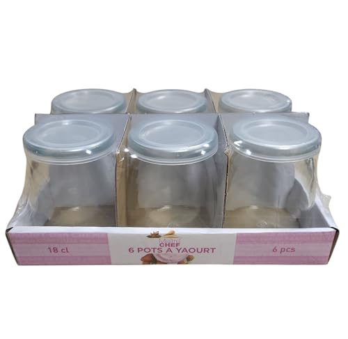 A.K TRADING Lot DE 6 BOCAUX Verre Pots A Yaourt 18 CL - BOCAYA001