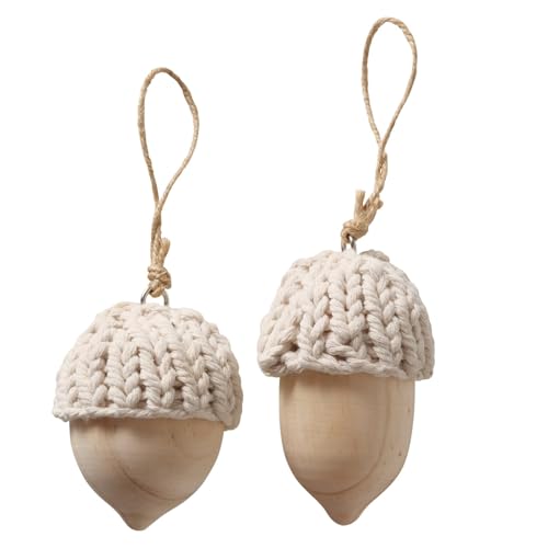 RiloStore 2 STK Holzeichel Deko Eicheln Holz Herbstdeko Früchte Nuss...