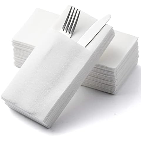 MORGIANA 50 PCS Linen Feel Pocket Napkins Cover