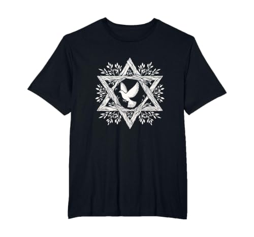 Peace Dove Star of David Shalom Salam World Peace Now T-Shirt, Men's Big and Tall, Black, 3X Tall