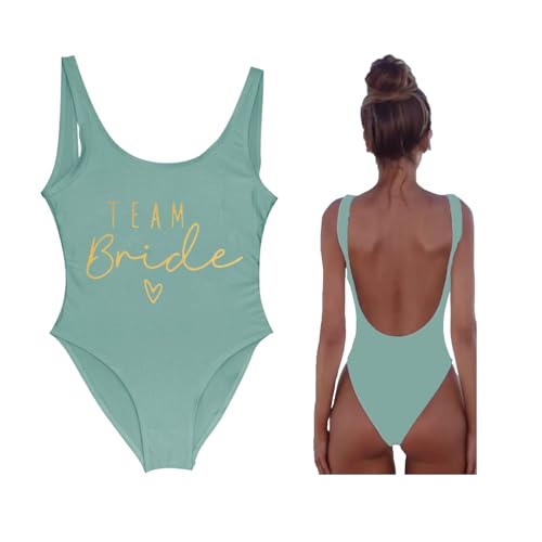 Bañadores Mujer Despedida de Soltera Traje de Baño Novia de Equipo Bañador Bride Tanga Estampado Team Bride Sexy Fato de Banho Mulher Espalda Abierta Trajes de Baño de Una Pieza con Cuello En U