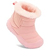 Baby Boy Girl Winter Shoes Warm Snow Rain Boots Infant Nonslip Outdoor Walking Shoe Toddler Wide Sherpa Fleece Fur Indoor Slippers Shoes for First Walkers 12-18 Months