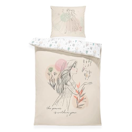Disney Frozen Kinder Bettwäsche 135x200 + 80x80 cm Eiskönigin Anna & ELSA Renforcé Baumwolle Öko-Tex Zertifiziert Reißverschluss - Prinzessin - Geschenkidee für Mädchen Mädchenzimmer
