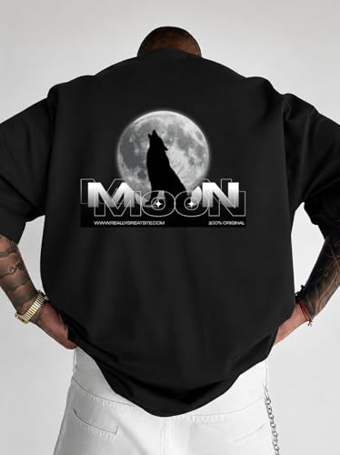 Image of Men's Oversized Round Neck Cotton Printed Gym T-Shirt for Men | Premium Soft Cotton Casual Loose Fit Half Sleeve Plain Tee Shirt