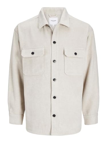 JACK & JONES Homme Jjebradley Ollie Surchemise Noos Chemise À Manches Longues, Blanc Cassé, XL EU
