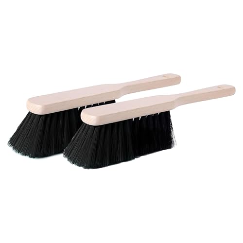 Garronda Escobilla de Limpieza Corta de Madera con Cerdas Sintéticas Juego de 2 Piezas (Negro)