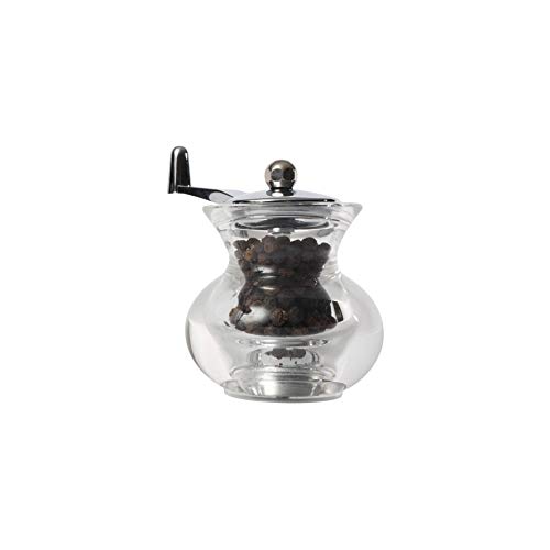 T&G Classic Cauldron Clear Acrylic Pepper Mill with Crank Handle, 9 cm