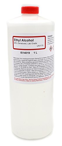 Laboratory-Grade Denatured Ethyl Alcohol, 95%, 1L (33.8 Ounces) - Not for Use on Body or Skin