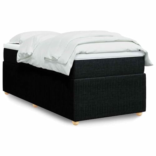 SKTQYQO Somier de muelles con colchón negro, estructura de cama multiusos, estructura de cama para dormitorios, apto para hoteles y estudios, 90 x 190 cm, de tela