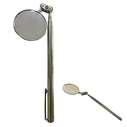 Dyda6 Espejo telescópico de inspección, rotación de 360 Grados, Espejo de inspección Redondo Extensible para reparación de automóviles, Soldadura y Pruebas de Industria, Orange+Sliver, Tamaño Libre