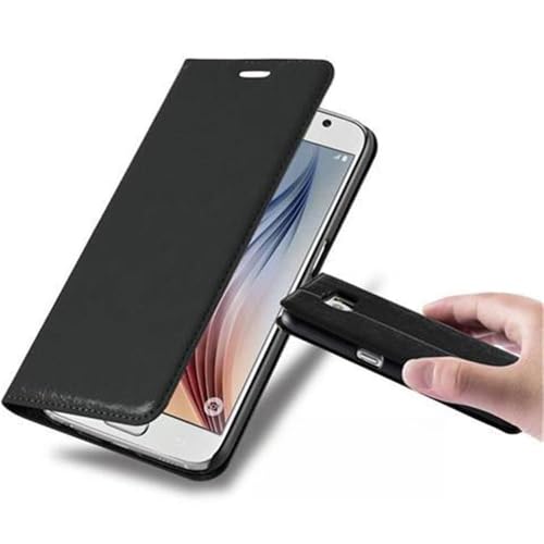 cadorabo Coque pour Samsung Galaxy S6 en Noir Nuit - Housse Protection avec Fermoire Magnétique, Stand Horizontal et Fente Carte - Portefeuille Etui Poche...