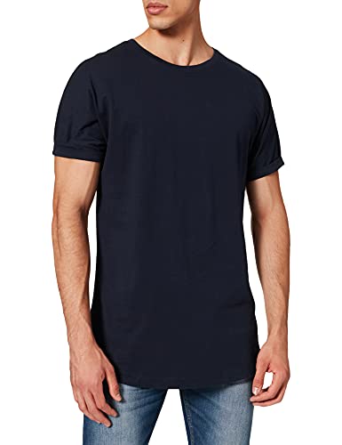 Urban Classics Herren Long Shaped Turnup Tee T-Shirt, midnightnavy, L