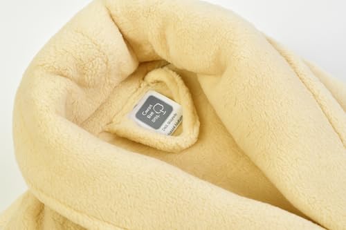 Image of Cotton Bolls Textiles Luxury Plush Microfiber Bath Robe For Men (XL, Cream) Shawl Collar Style Bathrobe With Long Sleeves Super Soft Highly Absorbent Fabric