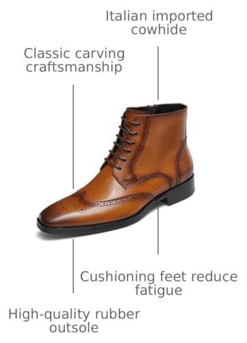Image of GIFENNSE Mens Dress Boots Mens Chukka Boots Formal Chelsea Boots Mens Leather Boots Oxford Boots for Men