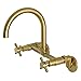 Kingston Brass KS414SB Concord 20 cm regulowany środkowy montaż ścienny bateria kuchenna, satynowy mosiądz, 18-1/40 cm