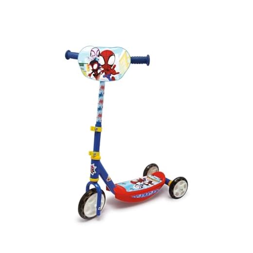 Smoby - Monopattino a tre ruote Spidey, 7600750909, +3 anni, in metallo, regolabile, portata max 20 Kg, ruote silenziose