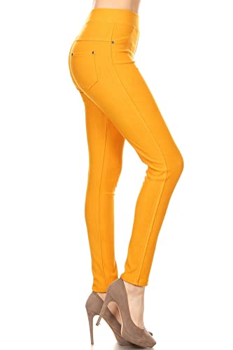 Image of Leggings Depot Women's Cotton Blend Stretch Pull-on Jeggings Casual Pants with Pockets (Available in Plus Size)