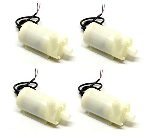 INVENTO 4pcs 3V - 12V Submersible & Non-Submersible Water DC Pump Horizontal Micro 100 Litre/hr Flow Rate For DIY Projects
