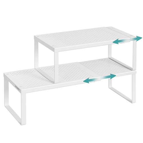 SONGMICS Spice Racks, Set of 2 Expandable Kitchen Countertop Shelves, Small Cupboard Organizers...