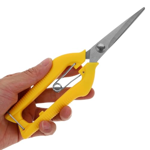 Tijeras de podar para jardín de acero inoxidable con mango amarillo miniatura 4