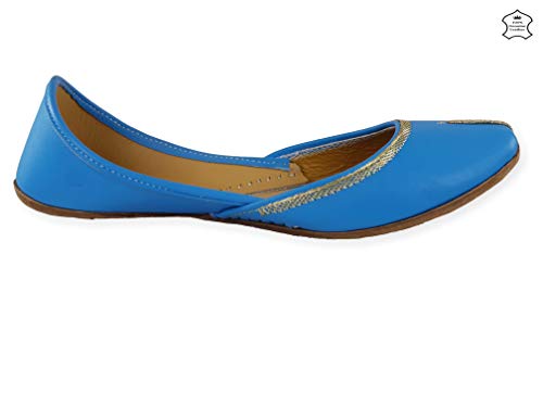 Image of Fulkari Women's Nappa Soft Genuine Leather Juttis | Bite and Pinch Free Jutis | Punjabi Jutti For Ladies | Casual Flat Stylish Mojari | Ethnic Flats For Girls |