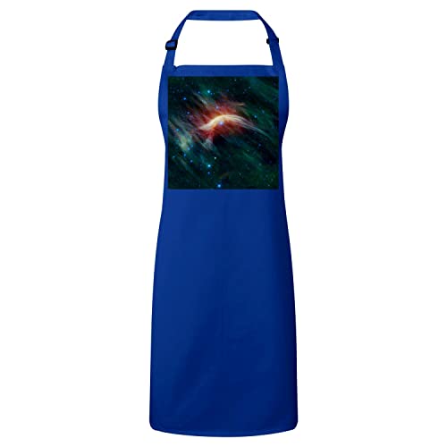 Tablier cuisine premium bleu nébuleuse galaxie aux finitions soignées
