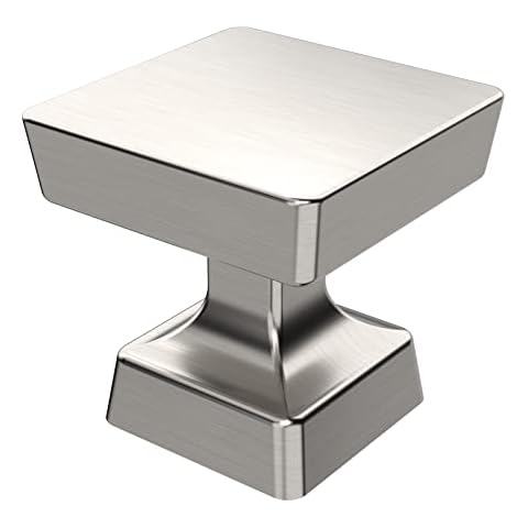 9BUILD 10 Pack 30mm Brushed Satin Nickel Drawer Knobs Cabinet Knobs Square Cupboard Knobs Kitchen Door Knobs Drawer Handles and Knobs Zinc Alloy Dresser Knobs Cover