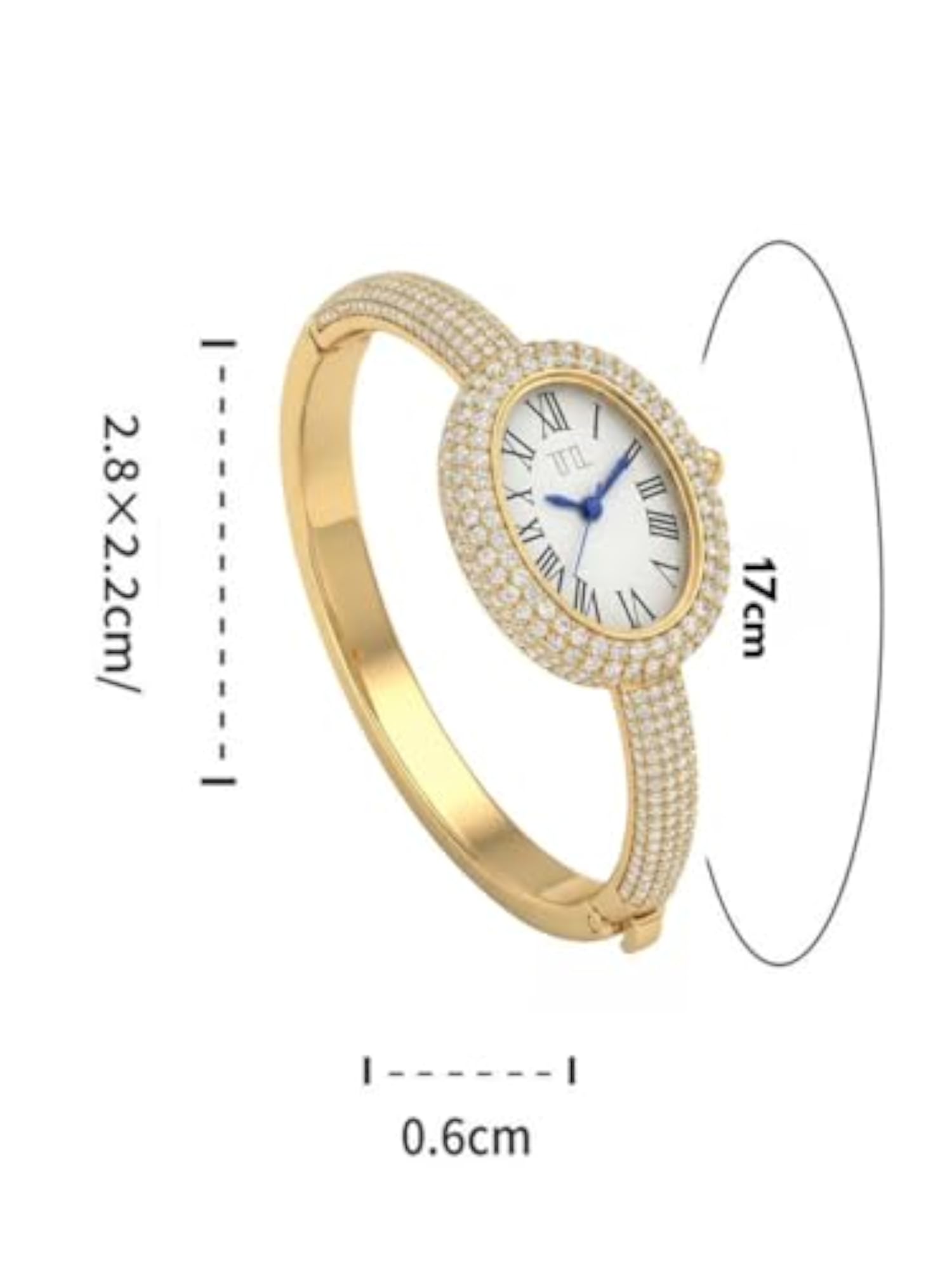 Diamond-Encrusted Gold Bangle Watch for Women