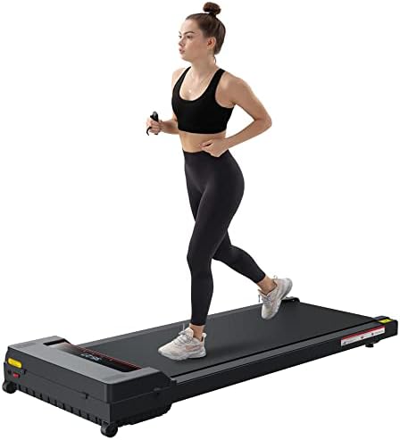 Walking Pad Desk Treadmill, Portable Under Desk Treadmill Walkstation Installation Free, with Foldable Wheels, Remote Control, Walking Jogging Running Machine, LED Display for Home/Office,Black