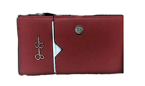 Jessica Simpson Women's Vacay Mode Passport Holder/Travel Wallet with a gift box (Carnelian)