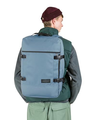 Image of EASTPAK Travelpack - 42L Cabin-Size Duffel Backpack with Dual Compartments, 17 inch Laptop Sleeve, Vegan Design & Adjustable Straps, Tarp Dust Blue