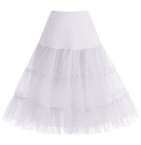 Homrain Jupon années 50s Vintage Rockabilly Petticoat Jupe Femme Rétro Multi-Couleurs White XL Cover