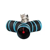Bigladious 3 Way Cat Tunnel Collapsible Fun Pet Play Tube Toys for Cats, Kittens, Puppies & Rabbits - Portable Tunnel with Hanging Ball for Indoor Play, Hideout & Exercise