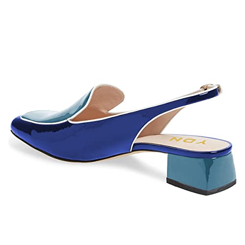 Image of YDN Women Closed Square Toe Block Low Heels Slingback Formal Loafer Dressy Shoes Office Lady Pump Size 4-15 US