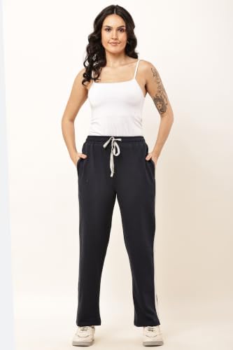 Image of Women's Loose Fit Track Pants - Polycotton Joggers with Elastic Waistband & Side Pockets | Lower Comfortable for Gym, Running & Casual Wear