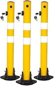 Sponsored Ad – Reflective 650MM Parking Barrier | Easy Operate Anti Manual Lock Yellow | Plastic Anti Parking Bollard | Parking Barrier Post with Key Lock (3 Pcs)