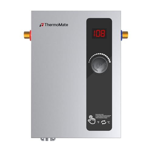 ThermoMate Tankless Water Heater Electric, 11kW 240 Volt On Demand Instant Hot Water Heater for Point of Use, Self-Modulating LED Display Knob Control, ETL Certified, 2.15GPM at 35°F Rise