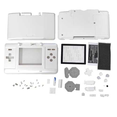 Hzxkqmil Replacement Full Housing Shell Cover with Buttons and Screws Kit for Nintendo DS NDS Game Console, Front Back Case Faceplate Accessories for NDS (White)