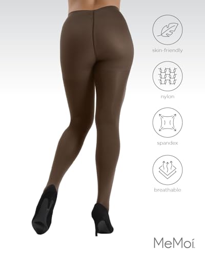 Image of MeMoi Completely Opaque Control Top Tights for Women, Comfortable Control Top Tights, 80 Denier - Sizes Small to Q2