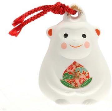 Kotobuki Clay Bell/Ornament, Lucky Monkey,White#830-688