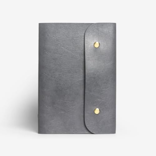 Image of The Messy Corner Leather Button Diary | A5 Travel Dairy for Men and Women | Vegan & Premium Quality | 80 GSM, 140 Ruled Pages - Stylish Grey Notepad