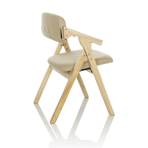 hjh OFFICE Holz-Klappstuhl gepolstert SCANDIO Besucherstuhl Faltstuhl aus Holz klappbar, bis 120 kg, Beige, 729443