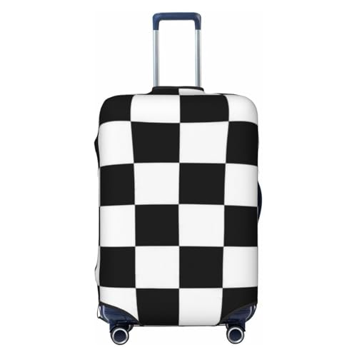 Black And White Checkerboard Travel Luggage Covers For Suitcase Elastic Suitcase Protector Anti-Scratch Spandex Baggage Covers Fits 18-32 Inch Luggage Medium