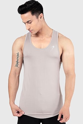Image of FUAARK Surge Slim Fit Solid Gym Tank Tops for Men