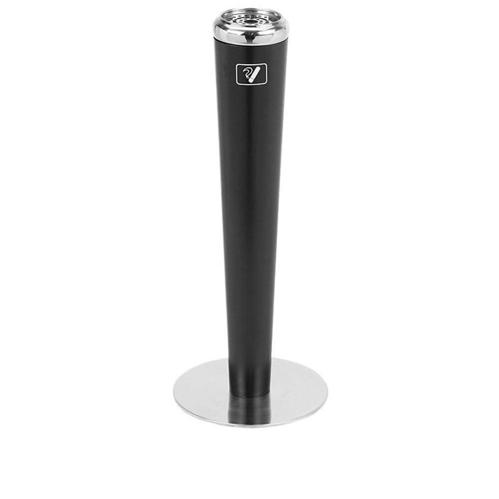 Cendrier exterieur sur pied et corbeille a papier en acier inoxydable noir mat