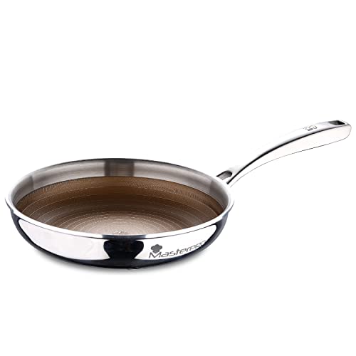 MasterPRO Giro 3 | Padella Antiaderente da 28 cm | Con Triplo Strato in Acciaio Inossidabile e Alluminio | Manico Ergonomico | Padella Acciaio Inox | Per Tutti i Tipi di Piani Cottura