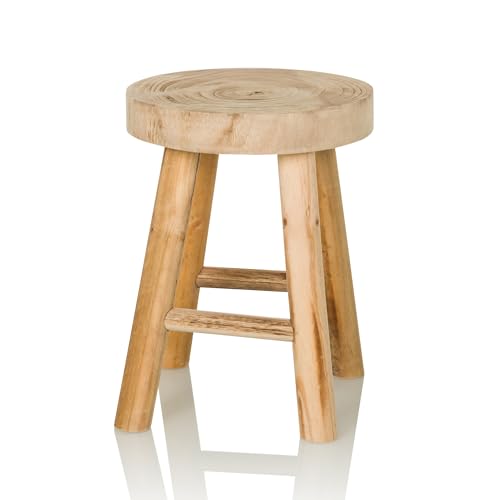 hjh LIVING Hocker aus massiven Holz RUSTIKO W Stabiler Holzhocker Sitzhocker im Skandi-Look, Blumenhocker aus Paulownia-Holz hjh LIVING Hocker aus massiven Holz RUSTIKO W Stabiler Holzhocker Sitzhocker im Skandi-Look, Blumenhocker aus Paulownia-Holz